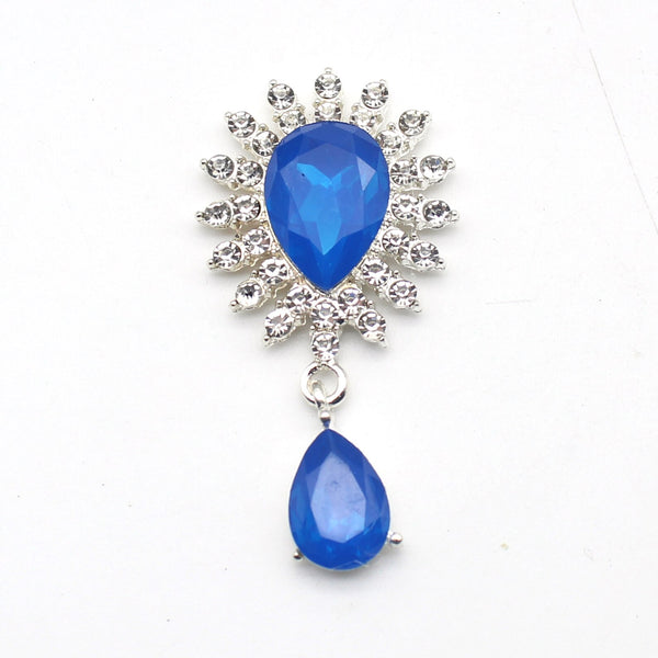 Lote de 10 colgantes de diamantes de imitación huecos en forma de gota de agua de aleación de plata de 26 x 51 mm para manualidades.