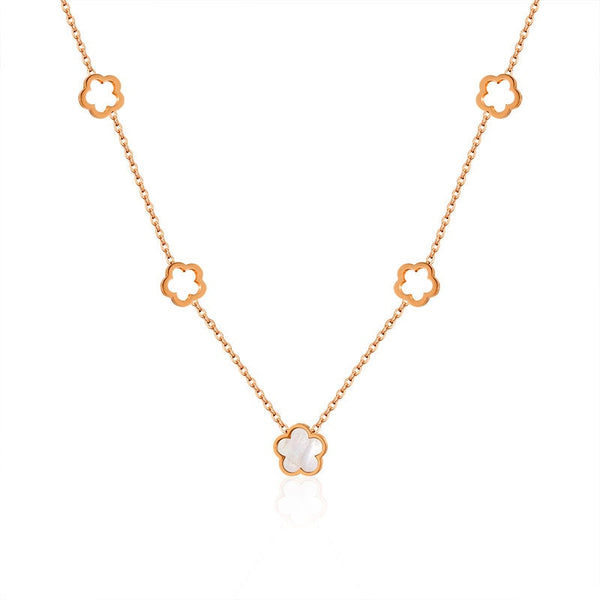 Luxury elegant white Shell Flower necklace earrings bracelet set for women