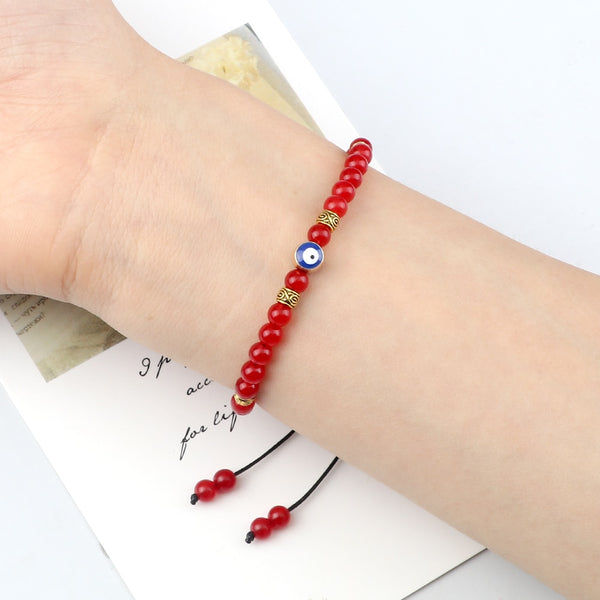 Pulseras trenzadas turcas de ojo malvado para mujer, pulseras vintage de mini cuentas naturales.