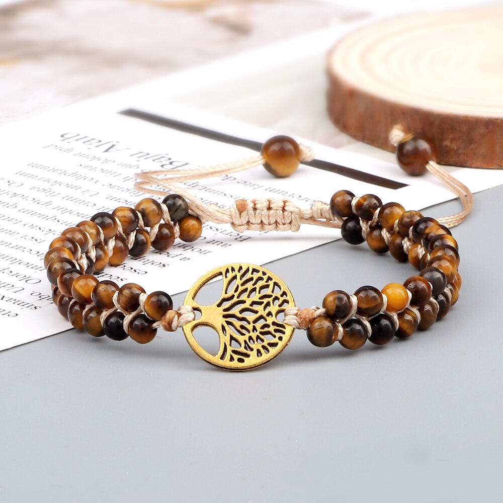4mm Natural Tiger Eye Stone Beads Bracelets
