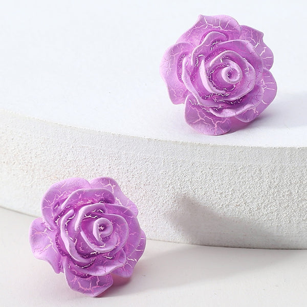 Pendientes coreanos románticos con diseño de flores acrílicas para mujer