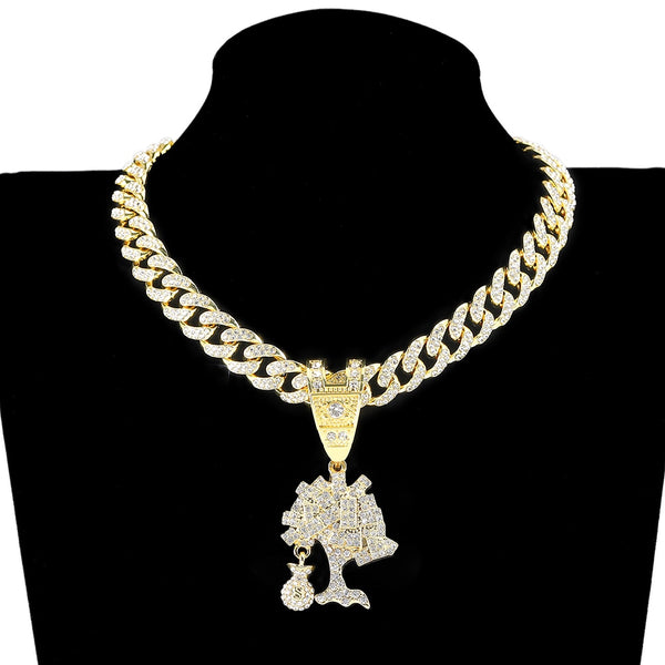 Collar con colgante de tendencia hip-hop Cash Cow para hombre y mujer