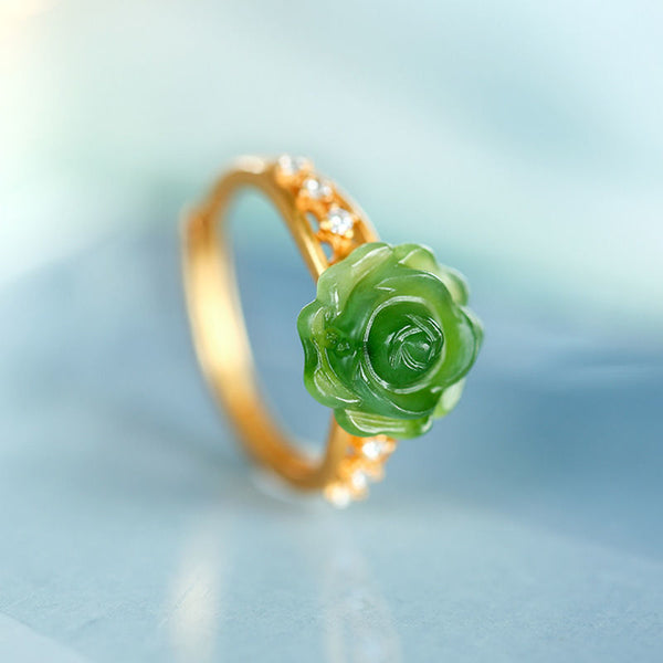 Original design silver inlaid natural hetian jade flower neckalce for women