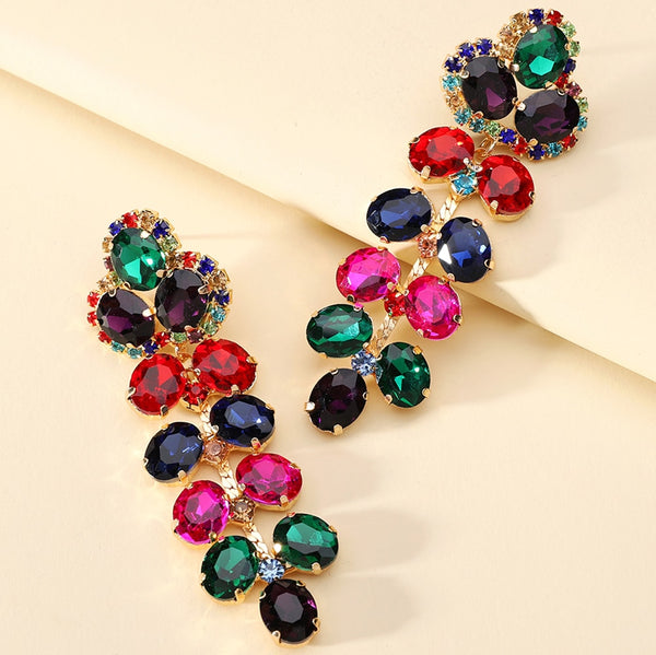 Pendientes colgantes de cristal de moda para mujer