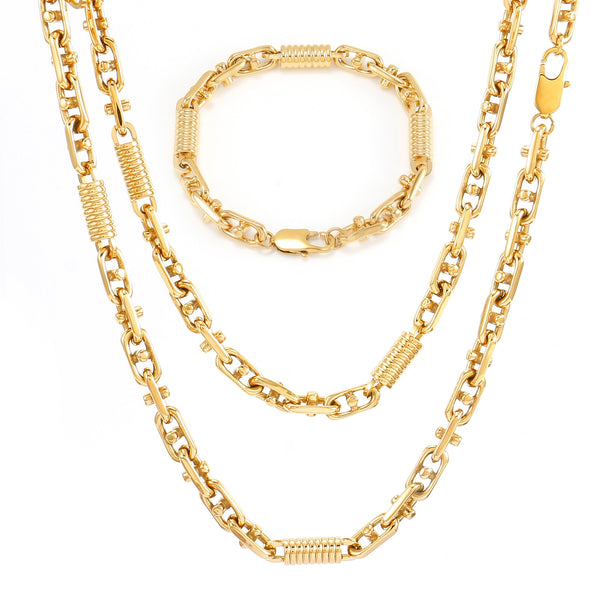 Collar geométrico dorado de hip hop de 7 mm para mujeres y hombres