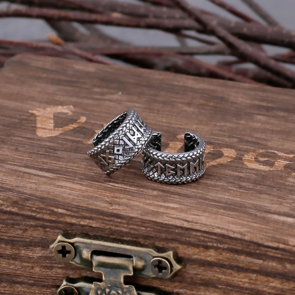 Pendientes vintage de acero inoxidable con runas vikingas para hombre, amuleto nórdico de Odín.