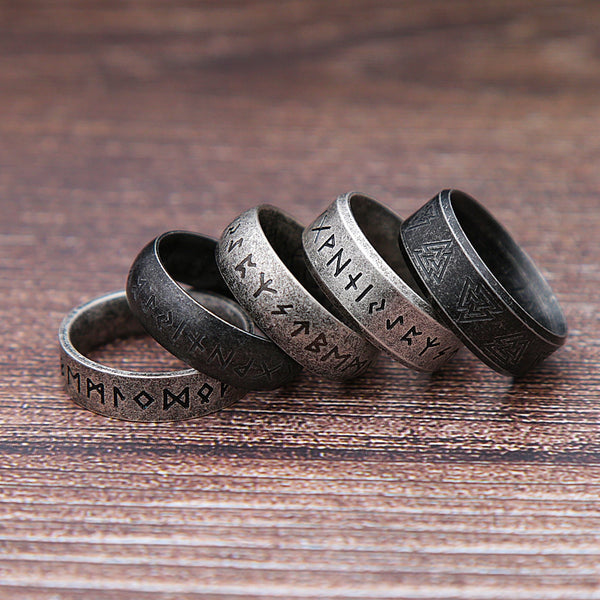 Anillo de runas vikingas retro nórdicas para hombres y mujeres