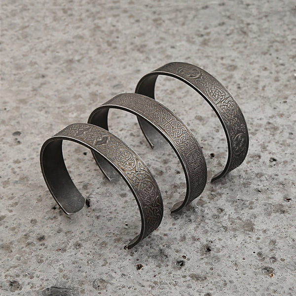 Pulseras de runas vikingas vintage de moda, pulsera de acero inoxidable con nudo celta vikingo nórdico para hombres
