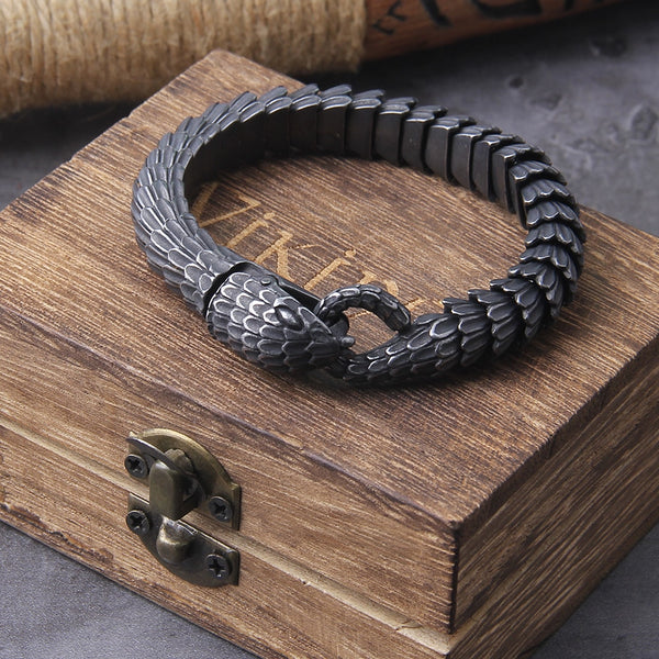 Pulsera de cadena de serpiente negra de acero inoxidable 316L para hombre y mujer