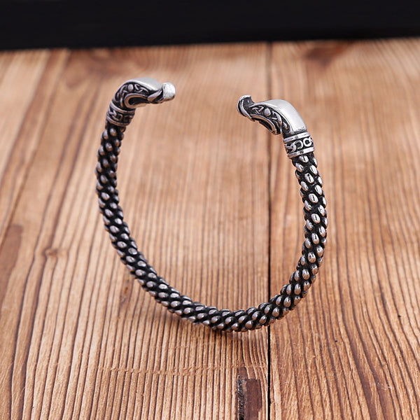 Pulsera de serpiente vikinga de acero inoxidable retro de moda punk para hombres y mujeres