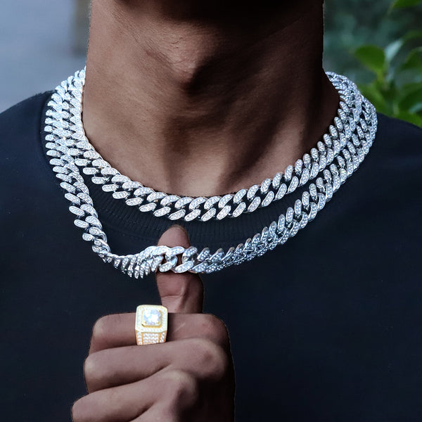 Collar con dijes de cadena de hip hop con hielo