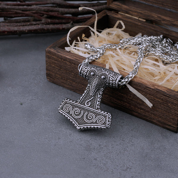 Collar con amuleto de ancla para hombre, Mjolnir, martillo de Thor y cuervo, vikingo nórdico