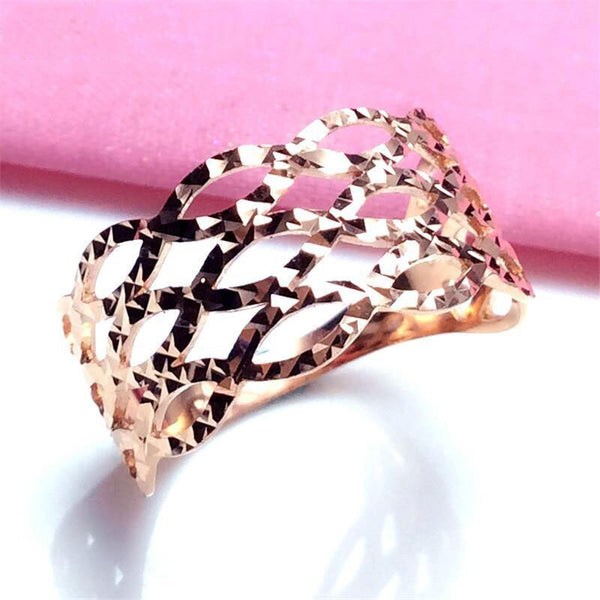Anillos anchos y brillantes con baño de oro rosa para mujer