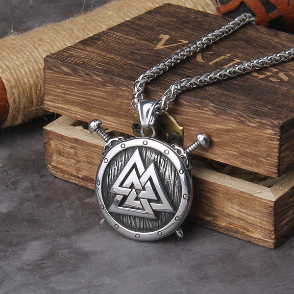 Collar nórdico vikingo Valknut de acero inoxidable para hombre