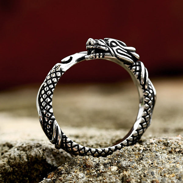 Nuevos anillos vintage de dragón vikingo para hombres y niños, anillo gótico de hip hop con apertura de animal.