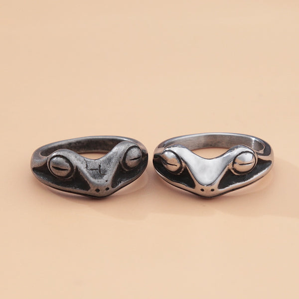 Anillo de rana de acero inoxidable estilo punk hip hop para hombre y mujer