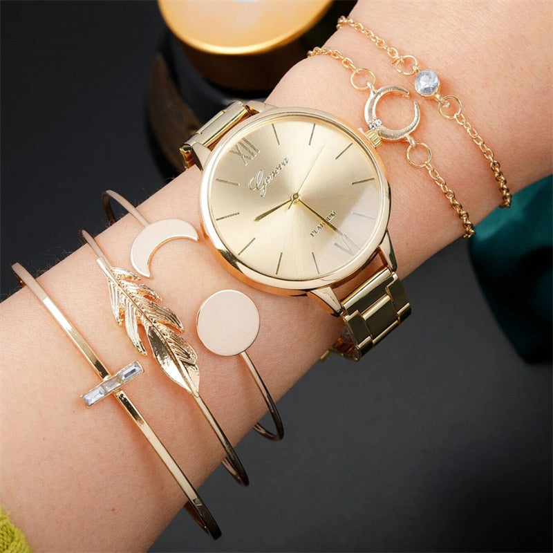 6pcs Set Luxury Women Watches Set Bracelet Wristwatches