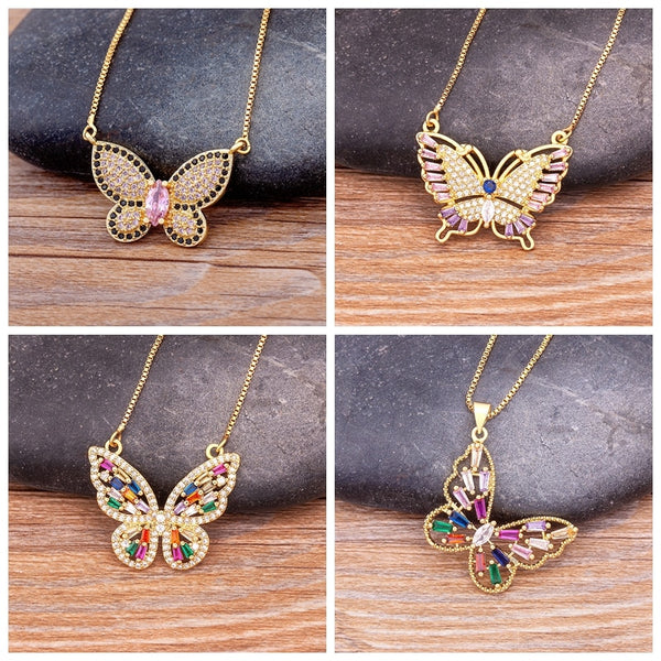 Collar con colgante de mariposa de la suerte, estilo bohemio, deportivo y de moda.