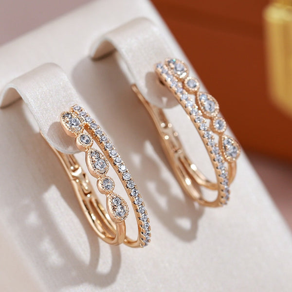 Full Zircon Double Tassel Drop Earrings for Women