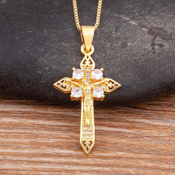 Collar de cadena cruzada de cristal brillante clásico vintage de alta calidad para mujer