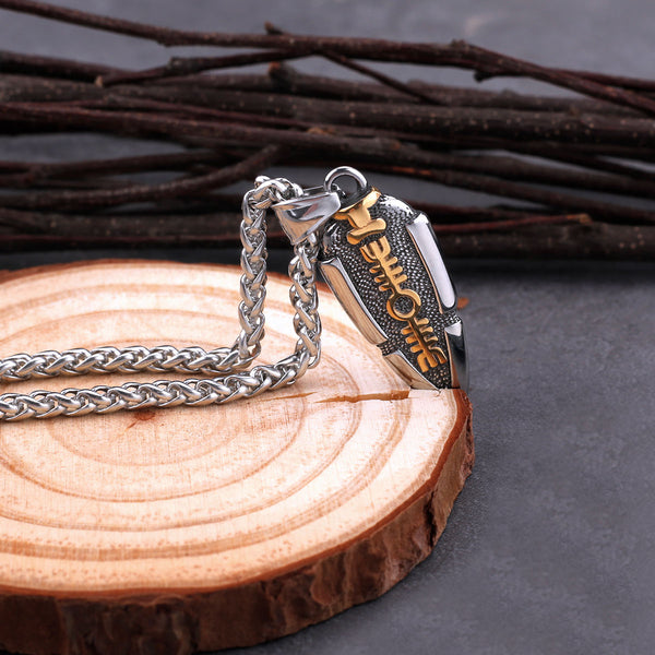 Collar con colgante de acero inoxidable de la lanza de Odín, Valknut y Gungnir