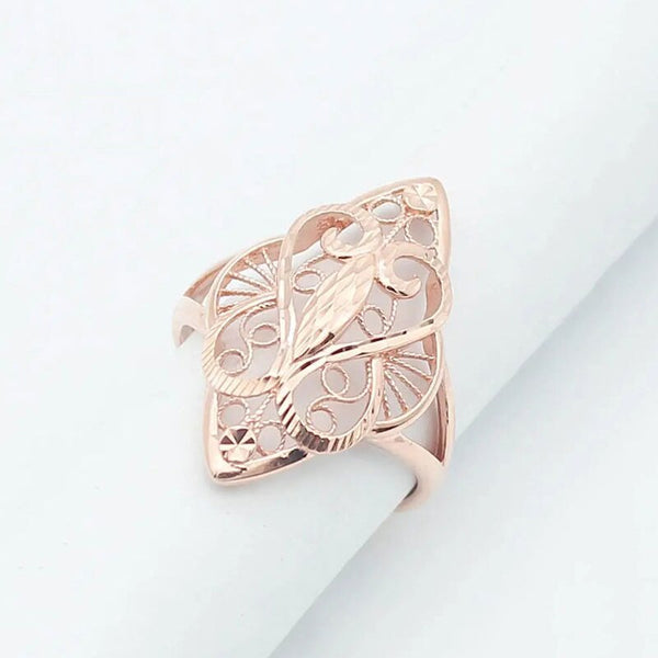 Hermosos anillos de compromiso huecos de oro púrpura 585 y oro rosa de 14 quilates para mujer