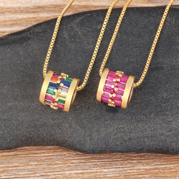 Collar con colgante de circonita estilo hip hop rock, chapado en oro, de 6 colores, para mujer.