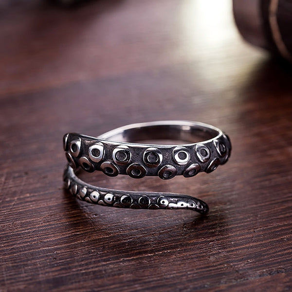 Anillo retro de pirata pulpo para hombre, anillo punk de motociclista para hombre y mujer