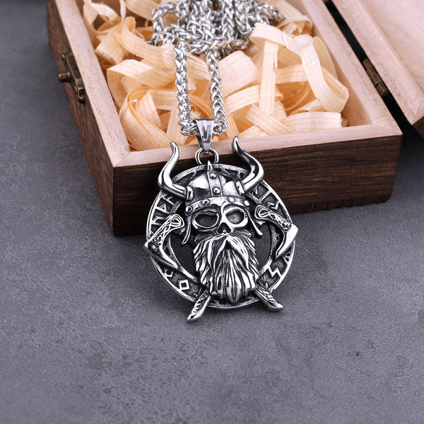 Colgante de acero inoxidable con cuerno de guerrero espartano vikingo nórdico para hombres y mujeres
