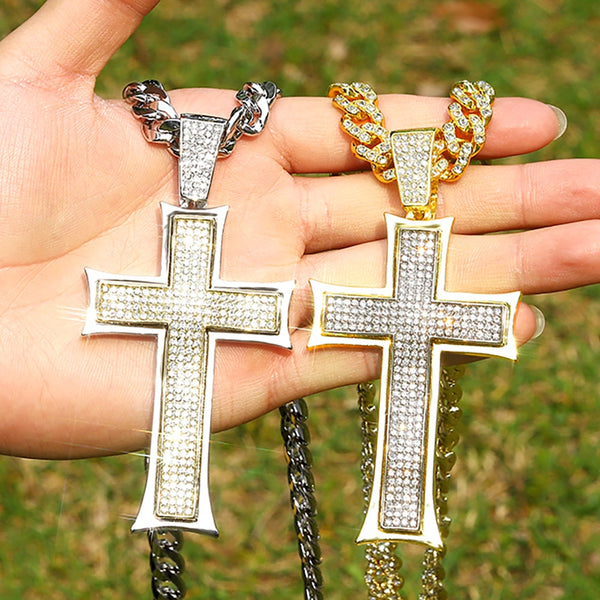 Iced Out Cross Pendant Necklace for Men