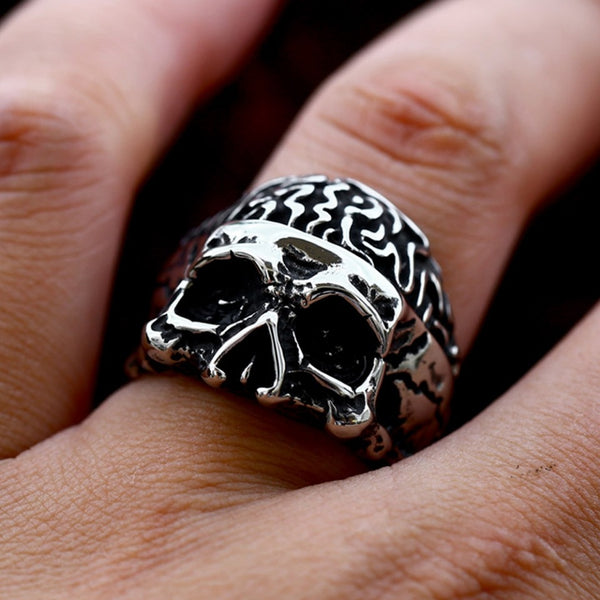 Nuevo anillo vintage de calavera de acero inoxidable 316L para hombres y mujeres.