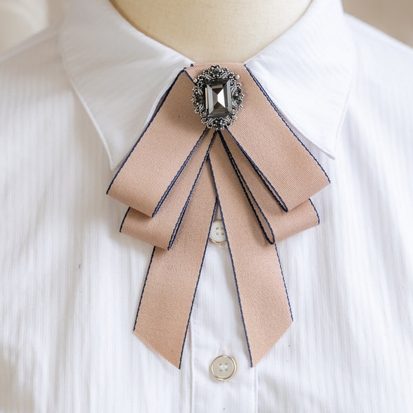 New Fabric Bow Tie Crystal Cloth Art Bowknot Brooch