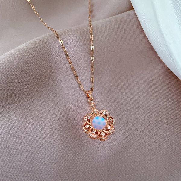 Collar con dije de flor colorida y delicado collar de cadena de cristal para clavícula para mujer.