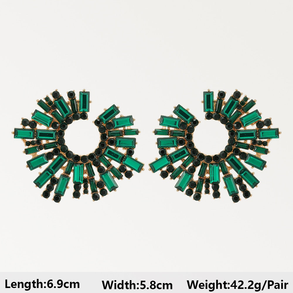 Modern Fashion Green Series Big Dangle Earrings For Women