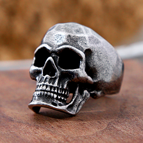 Anillo de calavera gótica de acero inoxidable 316L para hombre, estilo motero.