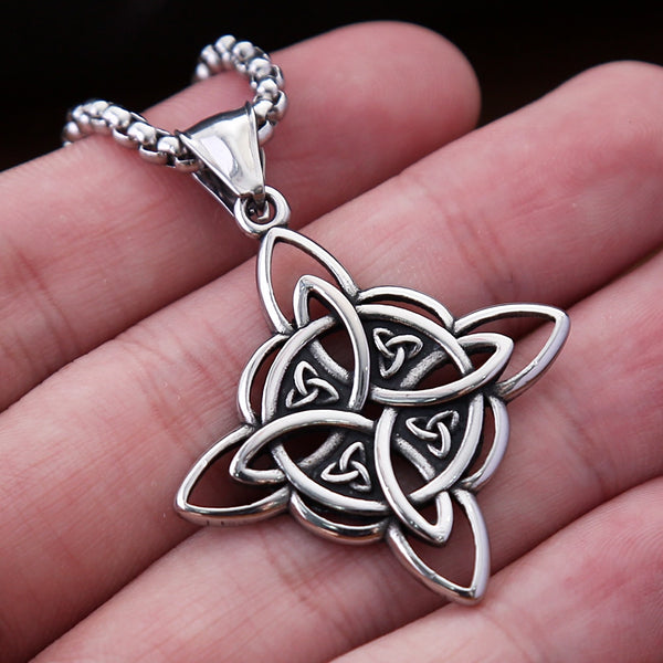 Collar con colgante de nudo celta vikingo de acero inoxidable para hombre
