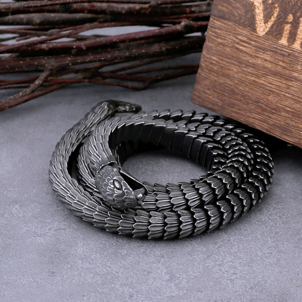 Collar vikingo Ouroboros de acero inoxidable para hombre, estilo punk gótico, con serpiente
