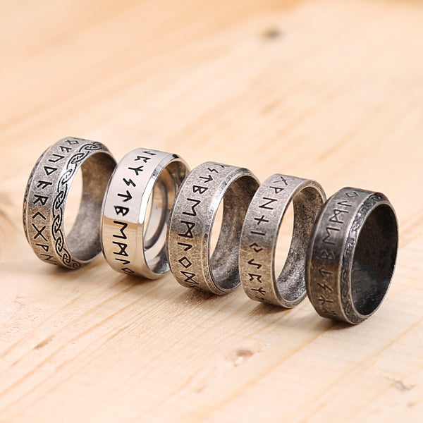 Anillo vikingo de acero inoxidable sencillo y moderno para hombres y mujeres.