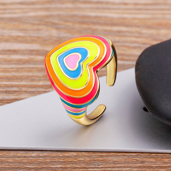 Anillo arcoíris multicolor de moda para mujer