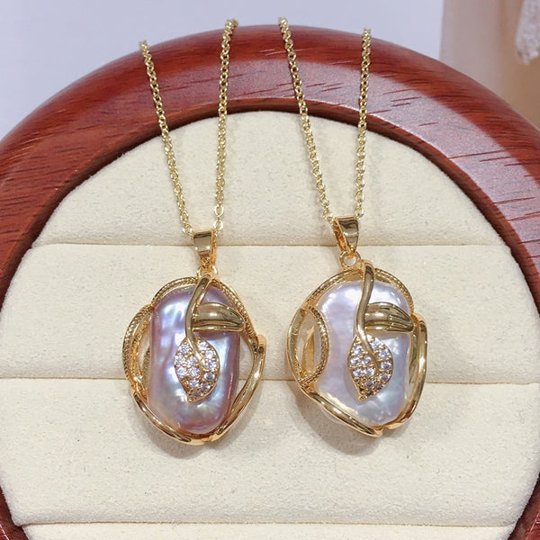 Nuevo collar de perlas barrocas de agua dulce 100 % naturales y auténticas