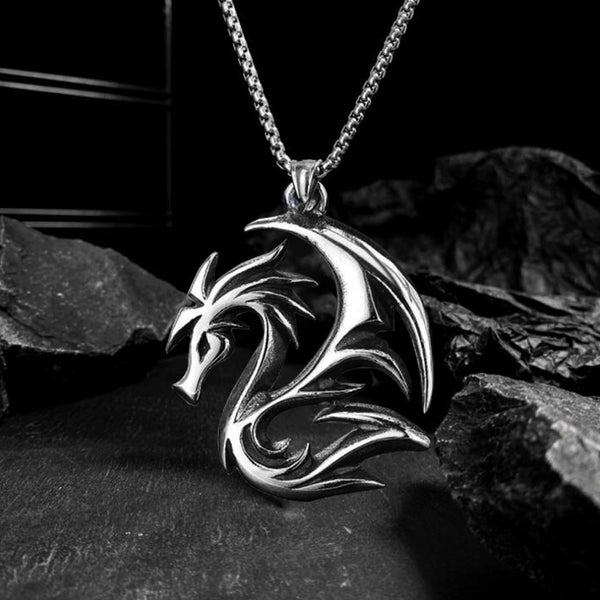 Collar con colgante de dragón de llama hueca de estilo coreano