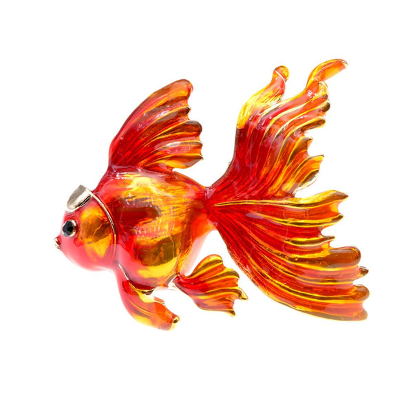 Gold Fish Brooches for Women Cute Animal Design Pin Enamel Jewelry