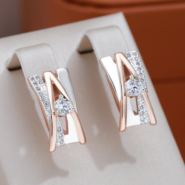 Pendientes de clip con diseño de letras y candado inglés en oro blanco rosa 585 con personalidad