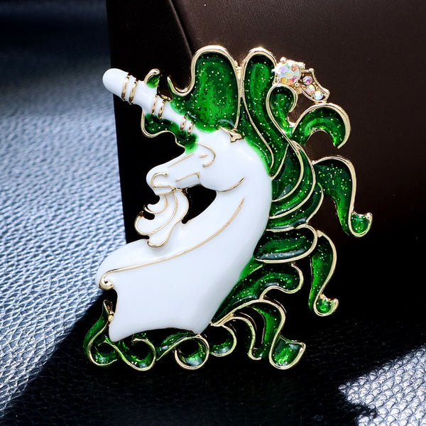 Enamel Unicorn Brooch Large Fashion Beautiful Animal Pin 4 Colors