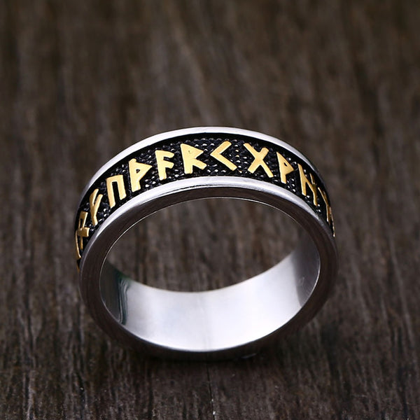 Anillos retro vikingos de runas de Odín de acero inoxidable para hombres y mujeres