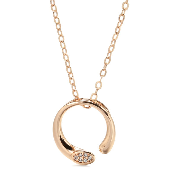 Natural Zircon Necklace For Women 585 Rose Gold Bridal Wedding Necklace