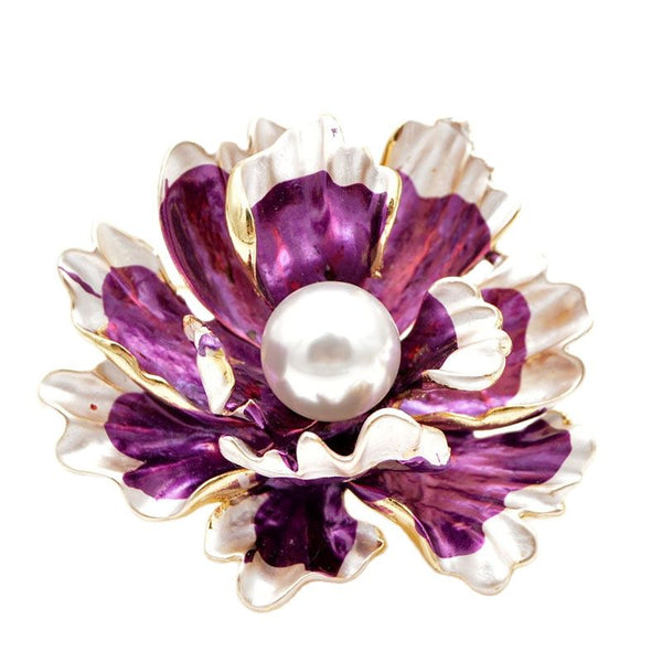7 Colors Available Enamel Peony Brooches for Women