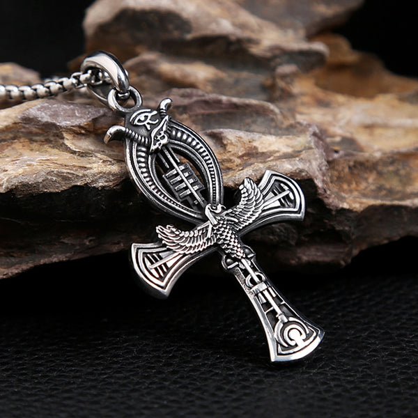 Collar creativo vintage con cruz Ankh de acero inoxidable 316L para hombre