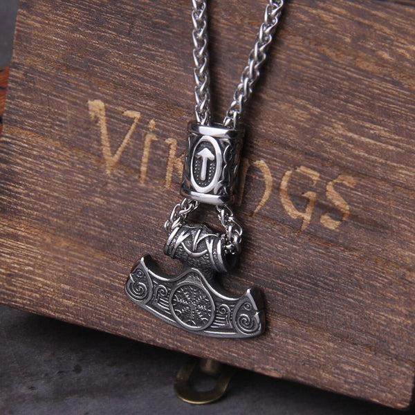 Norse Vikings Thor's Hammer Mjolnir Scandinavian Rune Amulet Necklace