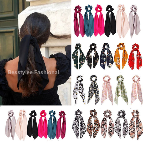 Fashion Solid Color Scrunchies Long Hair Rope Korean Hair Ties for Women